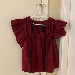Ulla Johnson Ruffled Sleeve V Neck Top